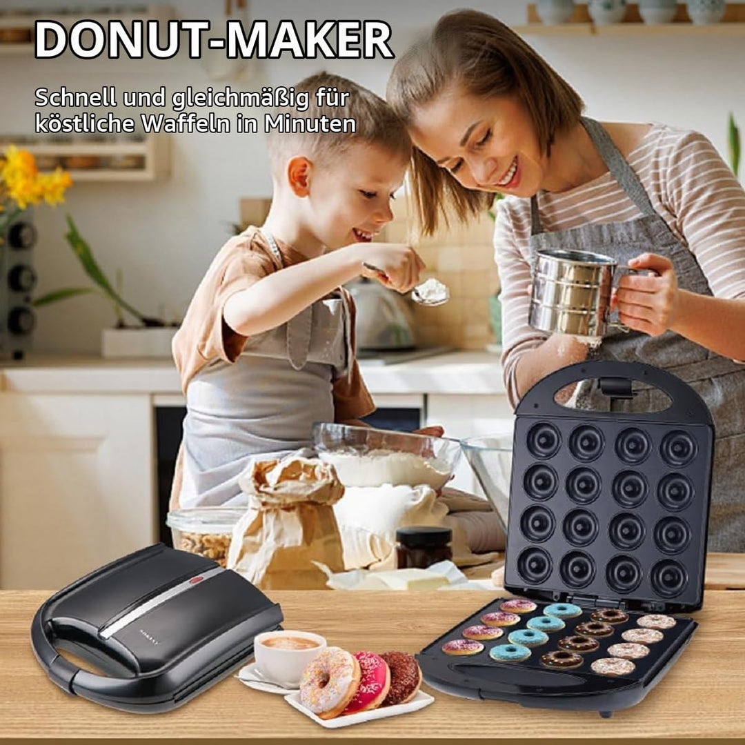 SOKANY SK-08002 1400W Donut Maker, Mini-Donut-Maker für 16 Mini-Donuts, Antihaftbeschichtung, Automa