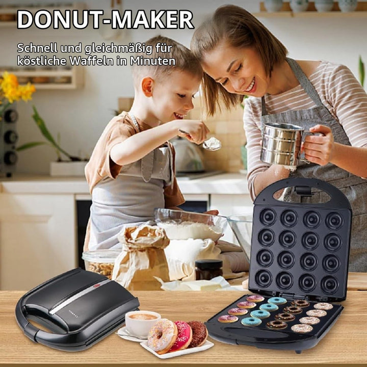 SOKANY SK-08002 1400W Donut Maker, Mini-Donut-Maker für 16 Mini-Donuts, Antihaftbeschichtung, Automa
