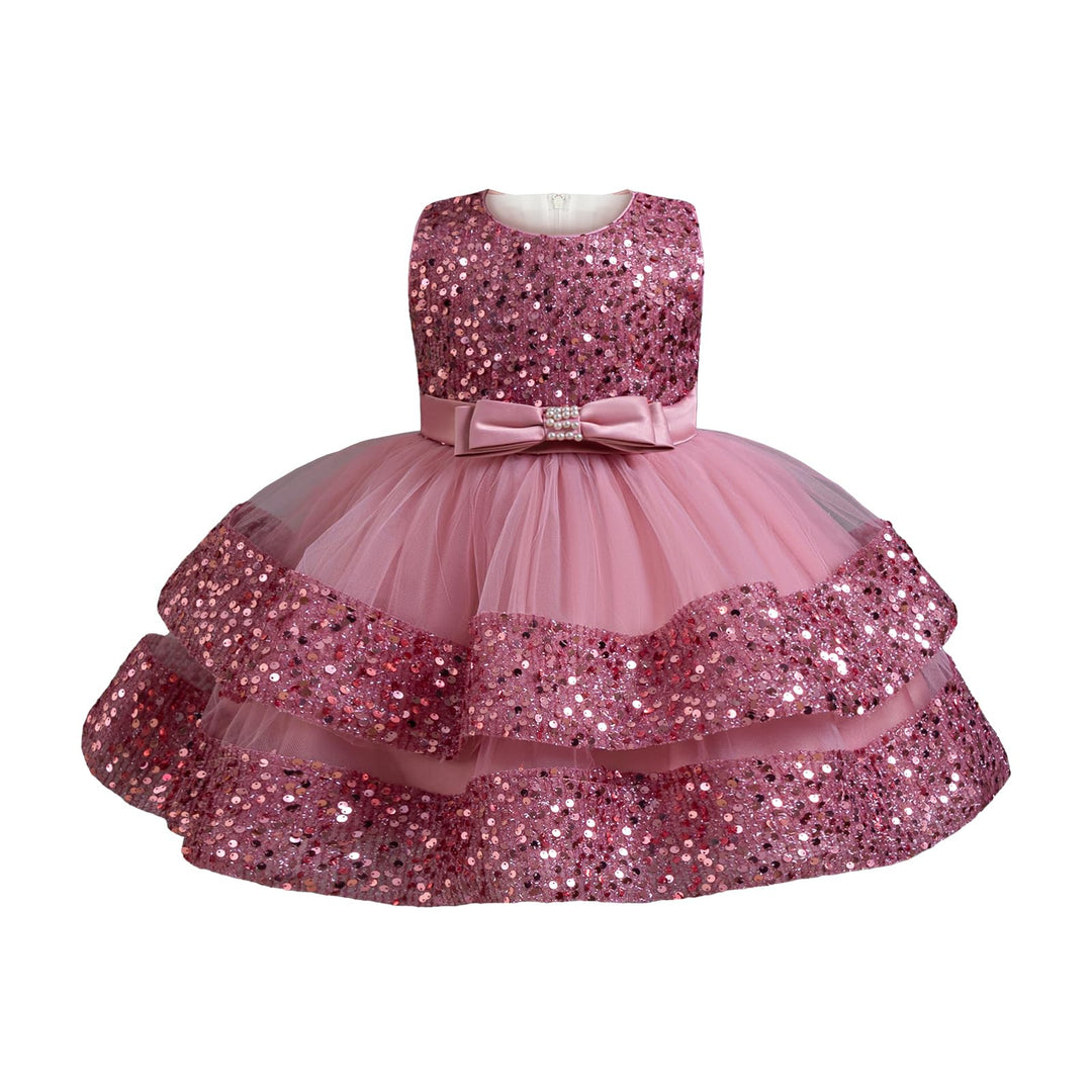 Miipat Baby Mädchen Kleid Prinzessin Tüll Pailletten Partykleid Ärmellos Tutu Blumenmädchenkleider f