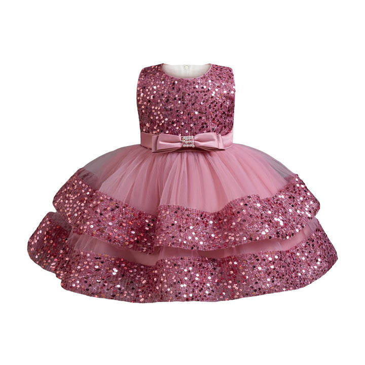 Miipat Baby Mädchen Kleid Prinzessin Tüll Pailletten Partykleid Ärmellos Tutu Blumenmädchenkleider f