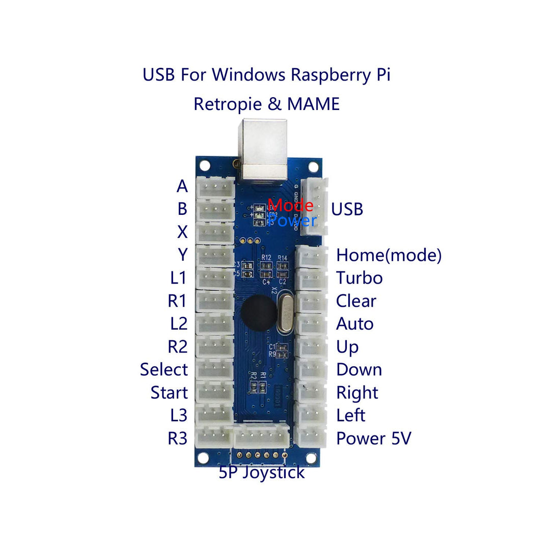 SJ@JX Arcade Game Stick DIY Kit Buttons with Logo LED 8 Way Joystick USB Encoder Cable Controller fo