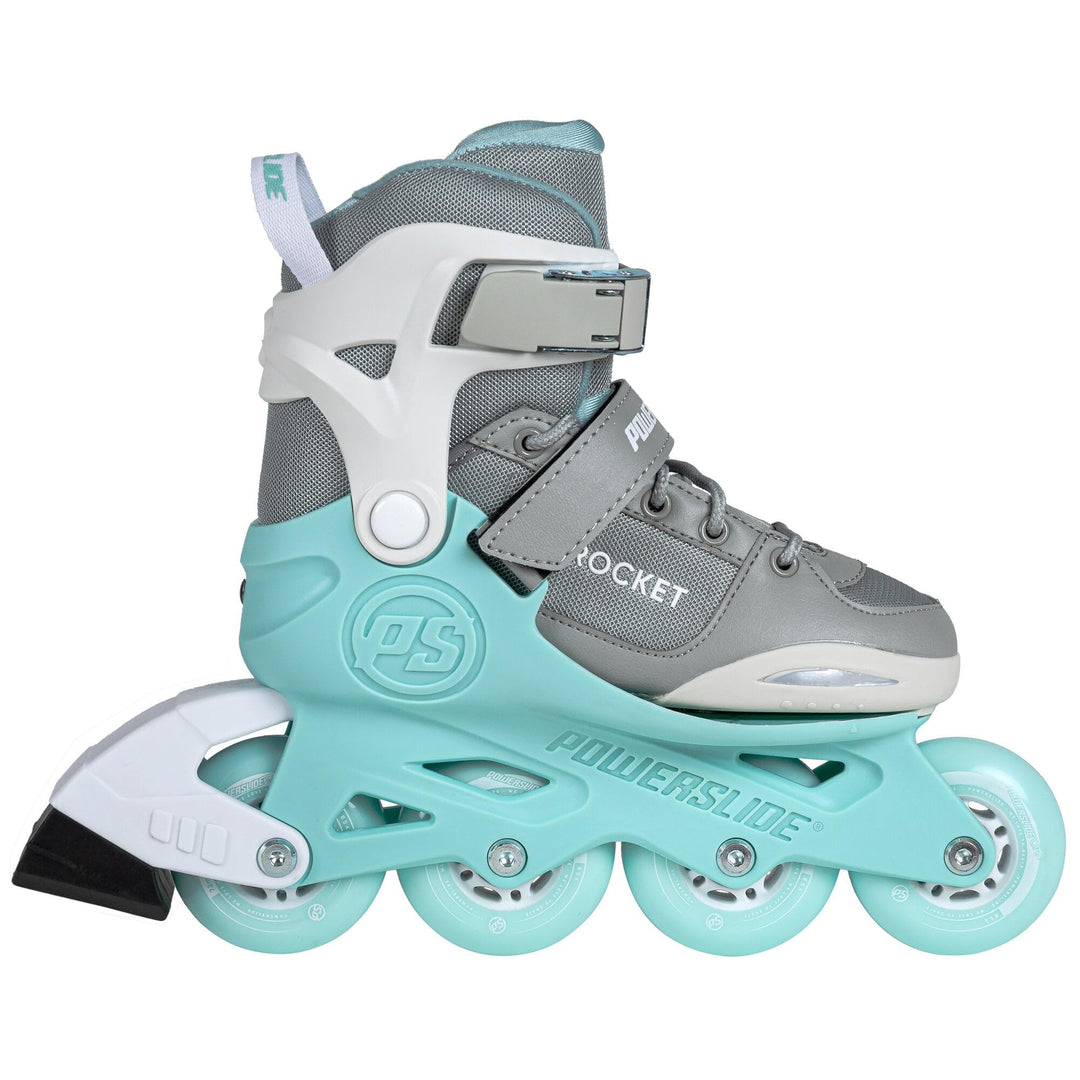 Powerslide Inline Skates Rocket Grey, grössenverstellbar, Grau/Grün für Kinder, ABEC 7 Pro Kugellage