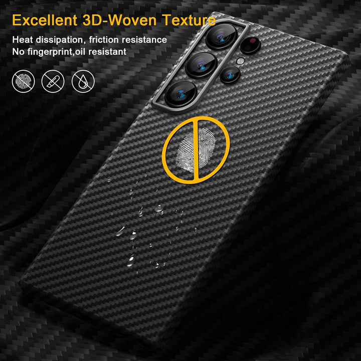 memumi Carbon Hülle für Galaxy S23 Ultra, 0.5 mm Superdünne, Hülle aus echter Aramidfaser [100% Aram