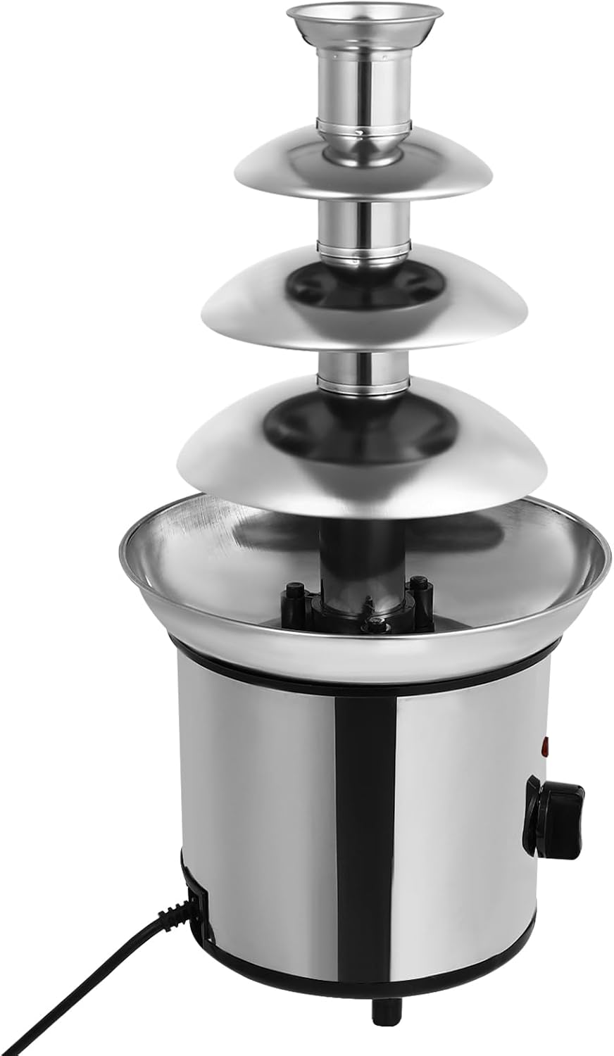 Schokoladenbrunnen 170W Edelstahl Schokobrunnen Max. Kapazität 1 kg Schokofondue Schokoladenfondue S