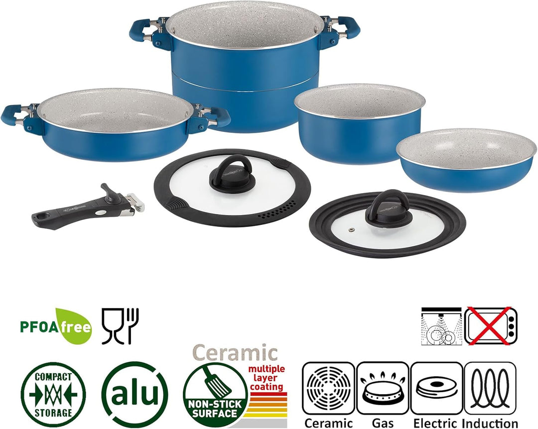 BRUNNER Camping Kochgeschirr-Set Keramik (Töpfe und Pfannen) – ø 20, 22 oder 24-cm Carezza NG - 2 bi