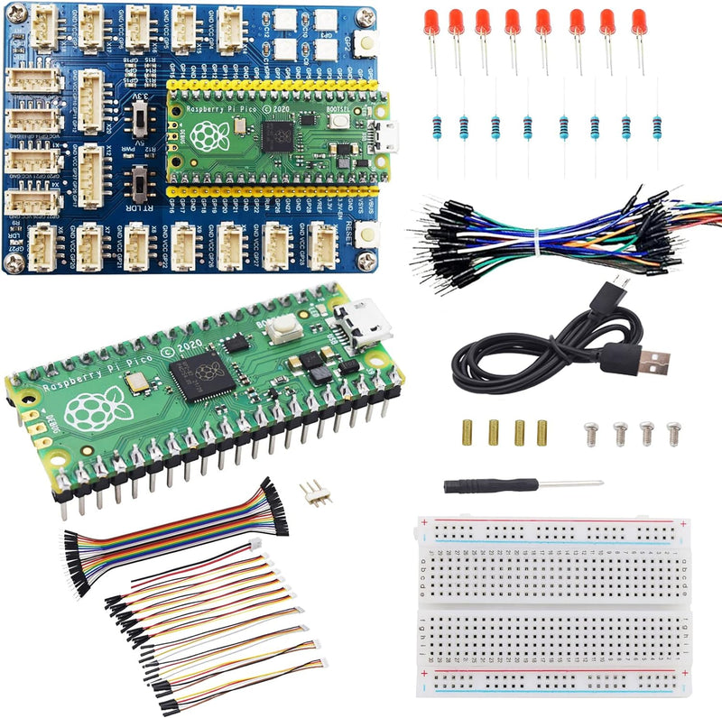 Adeept Raspberry Pi Pico Erweiterungsset mit vorgelötetem Pico, Raspberry Pi Pico Erweiterungsplatin