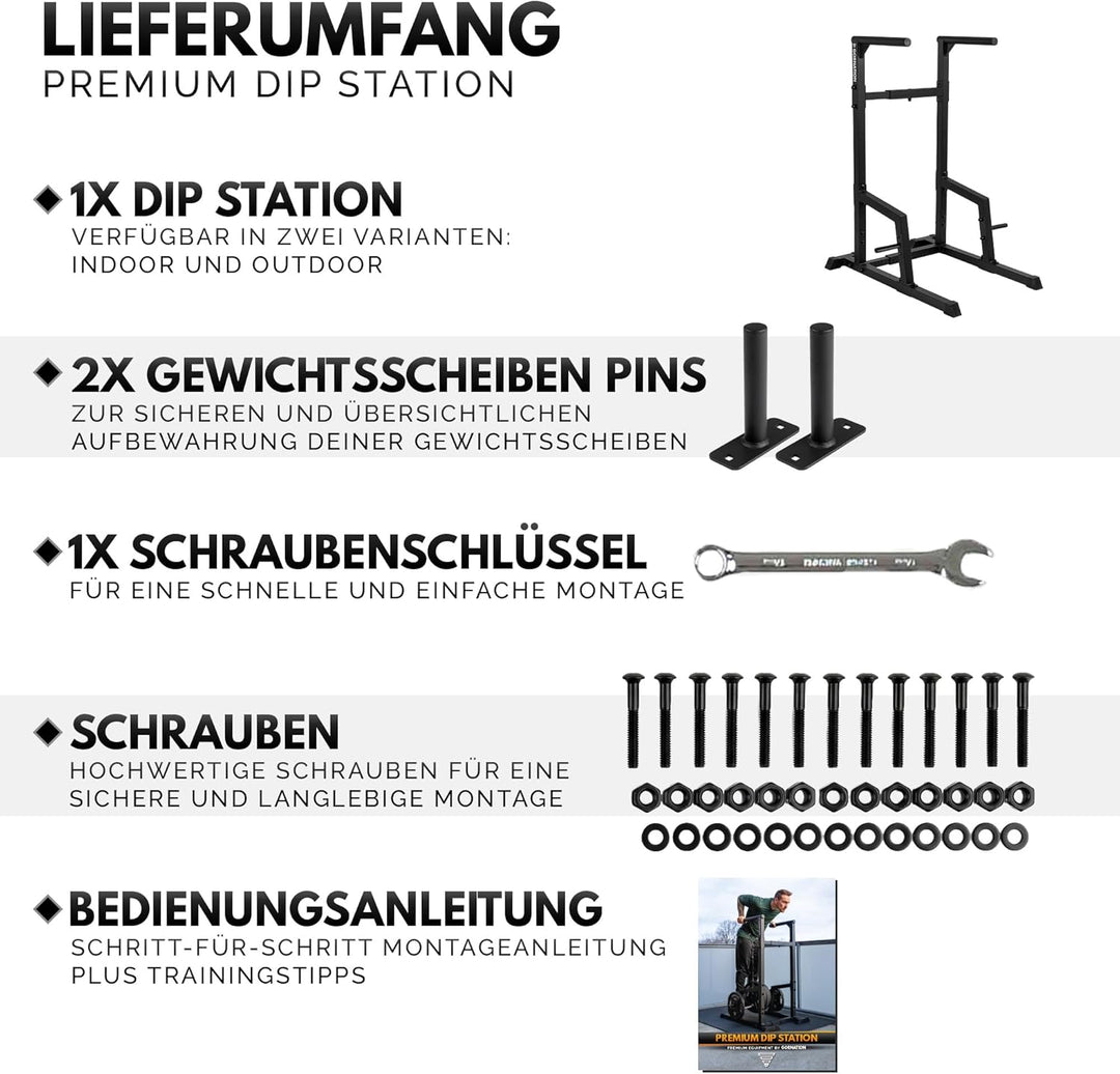 GORNATION Dip Station für Calisthenics &amp; Homegym, Verstellbare Dip Barren Indoor &amp; Outdoor, Freisteh