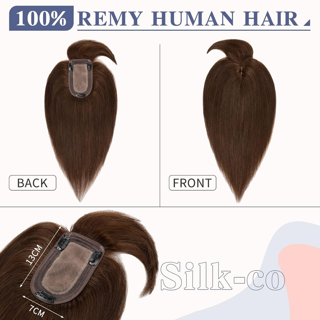 35cm Topper Extensions Echthaar Haarteile Echthaar Clip in Extensions Echthaar Glatt Toupet Haarverd