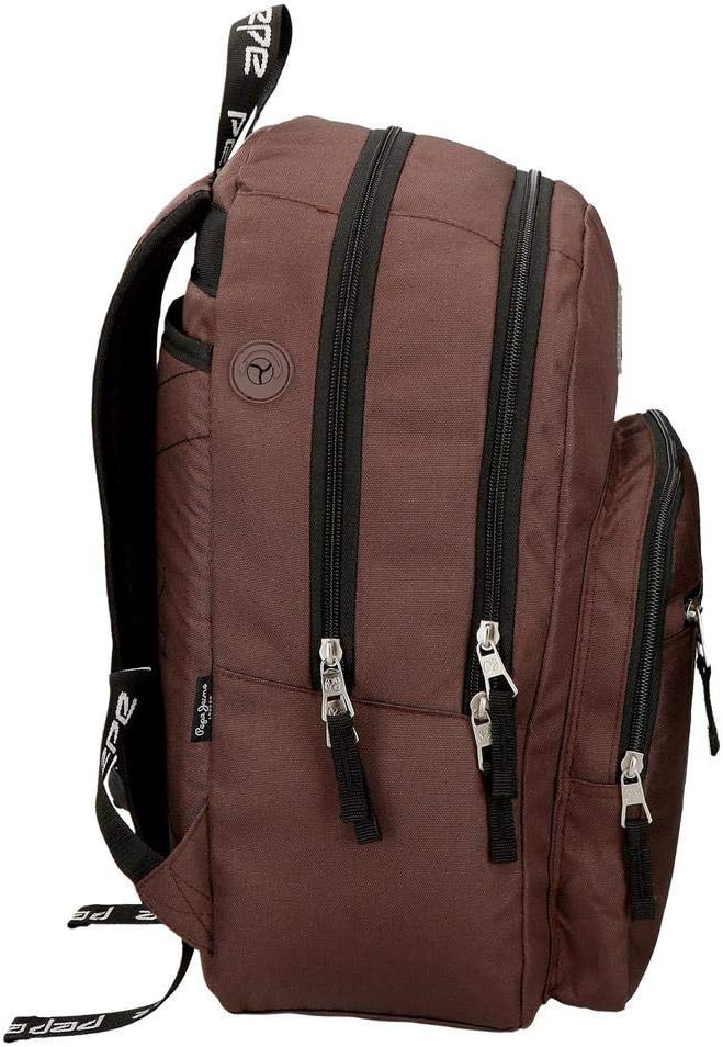 Pepe Jeans Osset Doppelfach-Rucksack Braun 31x46x16 cms Polyester 21.39L Braun Doppelter Rucksack, B