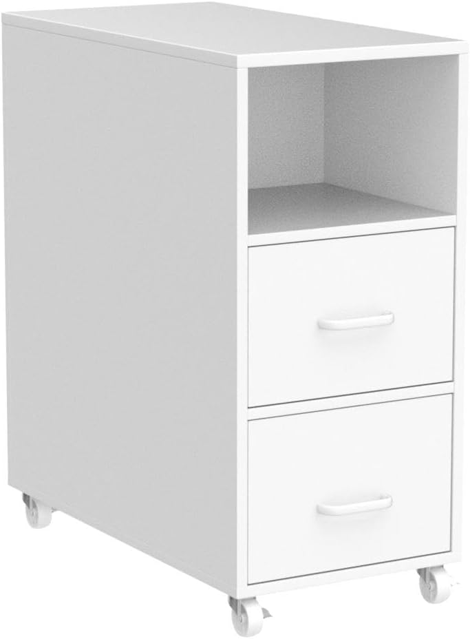 HOCSOK Rollcontainer, Aktenschrank mit Schublade und Fächern, Büroschrank Lagerschrank, Beistelltisc