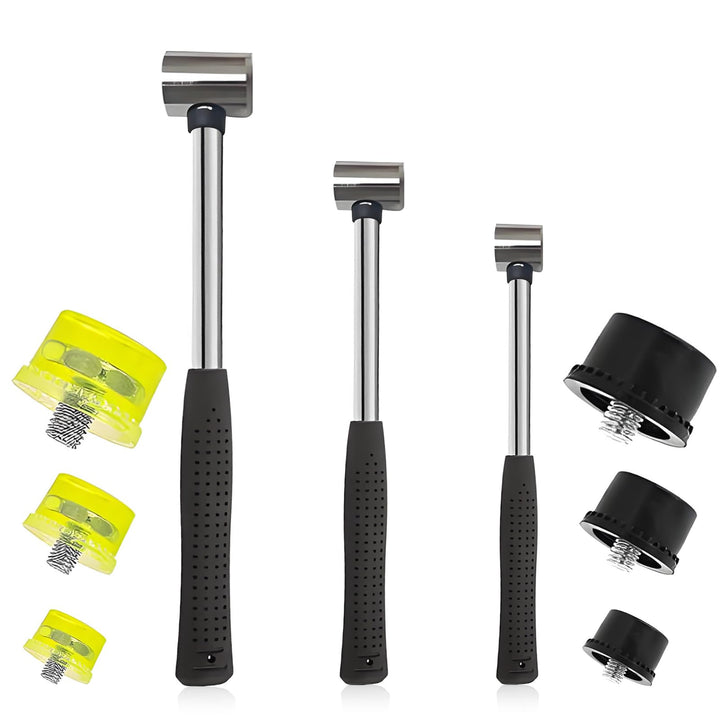 3 Stück Gummihammer Klein Set, 25/30/25mm Gummi Hammer mit Rutschfester Griff Doppelkopfhammer mit 4