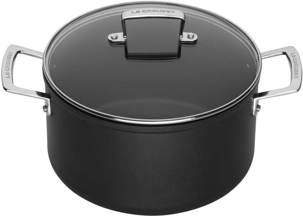 Le Creuset Aluminium-Antihaft Fleischtopf mit Glasdeckel, Ø 28 cm, Für alle Herdarten inkl. Induktio