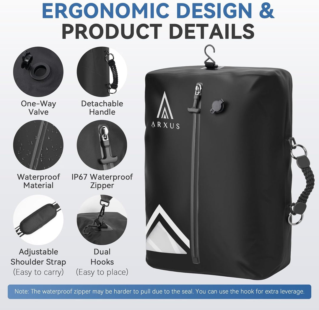 Arxus Vakuumbeutel für Kleidung - Reise Packing Cubes Compression mit Abnehmbare Schultergurt, IP67
