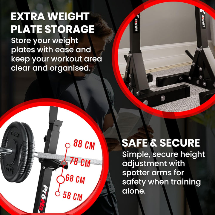 K-Sport: Squat Rack I verstärkte Langhantelablage bis 250 kg belastbar I Hantelablage zum effektiven