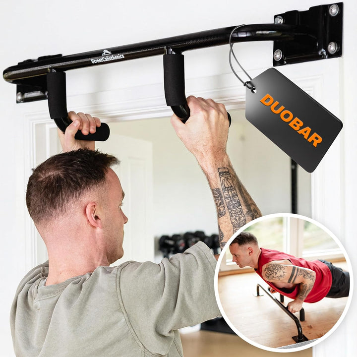 DuoBar Klimmzugstange [Wandmontage Abnehmbar] Calisthenics Equipment Homegym für Zuhause Pull Up Bar