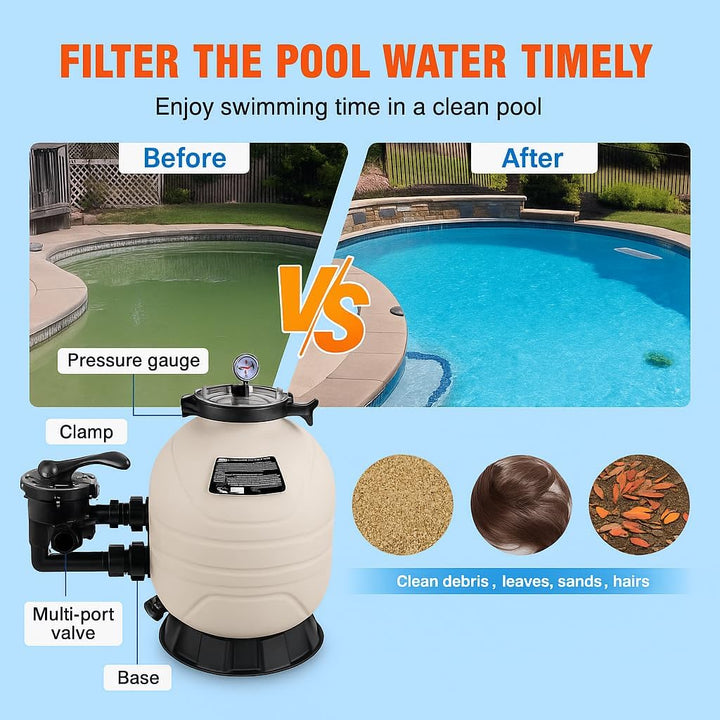 Flotide MFS24 HDPE Sand Filter - 600mm Diameter, 14000 L/H Max Flow, 71.5 m³ Pool Capacity, 0.28 m²F
