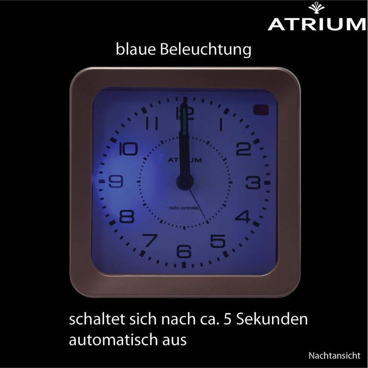 Atrium Funkwecker Analog Quarz ohne Ticken mit Licht und Snooze Leuchtzeiger rosé A660-17