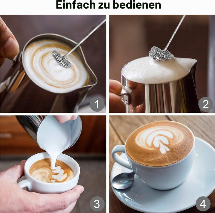 MOSUO Elektrischer Milchaufschäumer, wiederaufladbar, USB und Mini-Handmixer mit Doppel-Schneebesen,