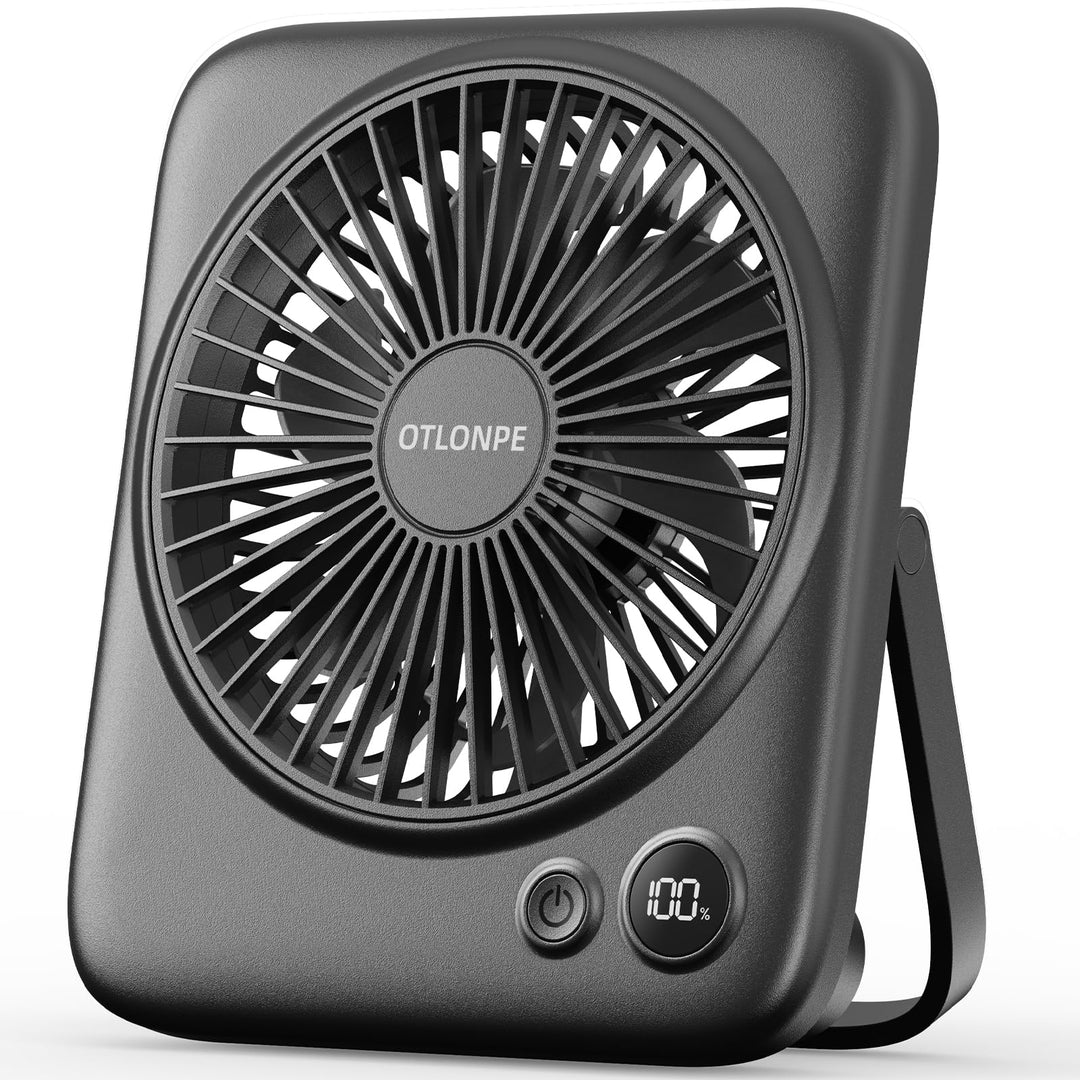 Otlonpe Tischventilator Leise, 4000mAh Akku Tisch Ventilator Tragbar, 23H Laufzeit Tischventilatoren