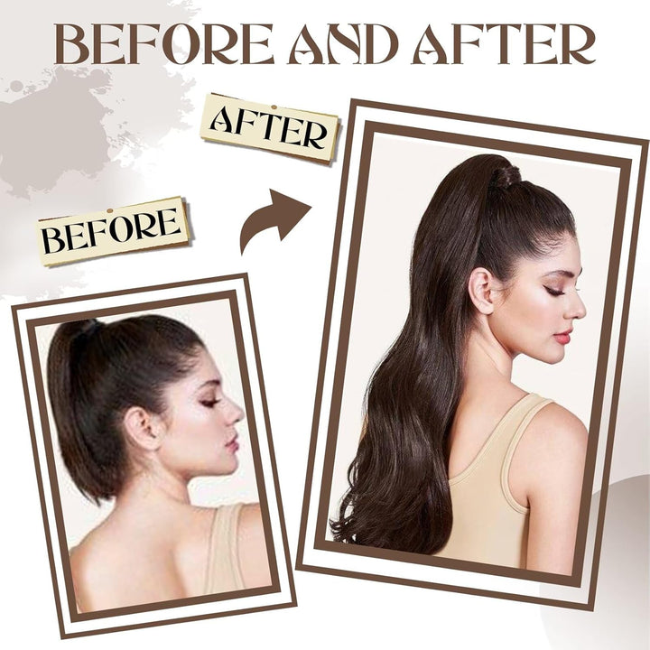 Hetto Extensions Echthaar Zopf Natur Schwarzbraun 40cm 80g - Zopfverlängerung mit Hoher Frisur-Stabi