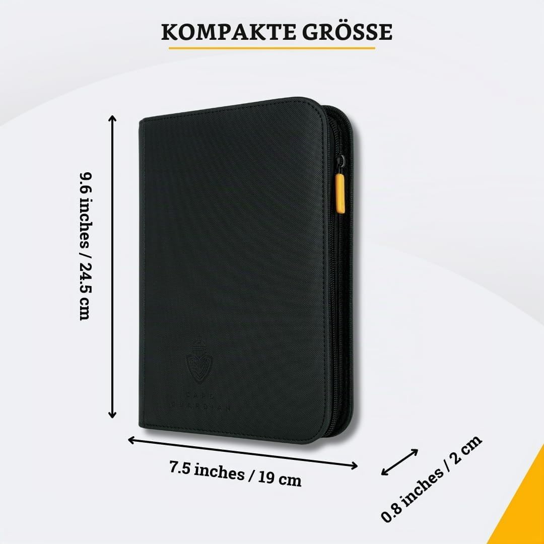 Card Guardian - 4 Pocket Premium Binder mit Reissverschluss und Seitentaschen für 160 Karten Sammelk