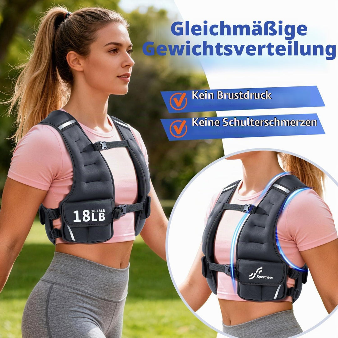 Sportneer Verstellbare Gewichtsweste für Damen Laufweste, 2,7-4,5kg/ 4,5-8,16kg Gewichtsweste für Kr