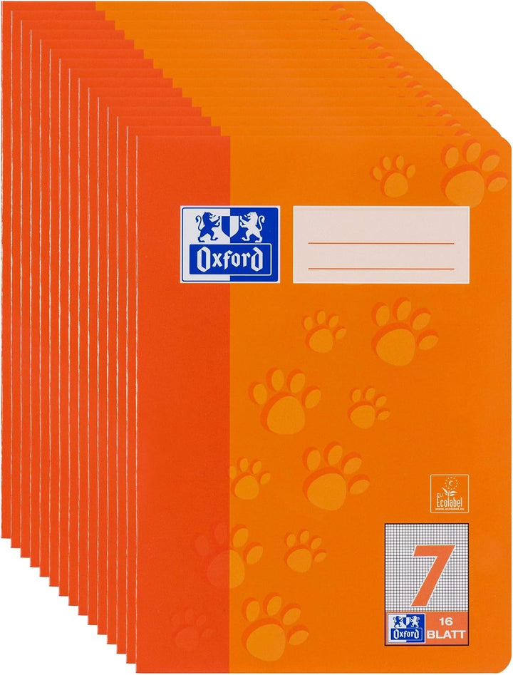 Oxford Schreibheft, A5 quer, Lin. 0 (1. Klasse), 16 Blatt, grün, 10 Stück & Schulheft A5, Lineatur 7
