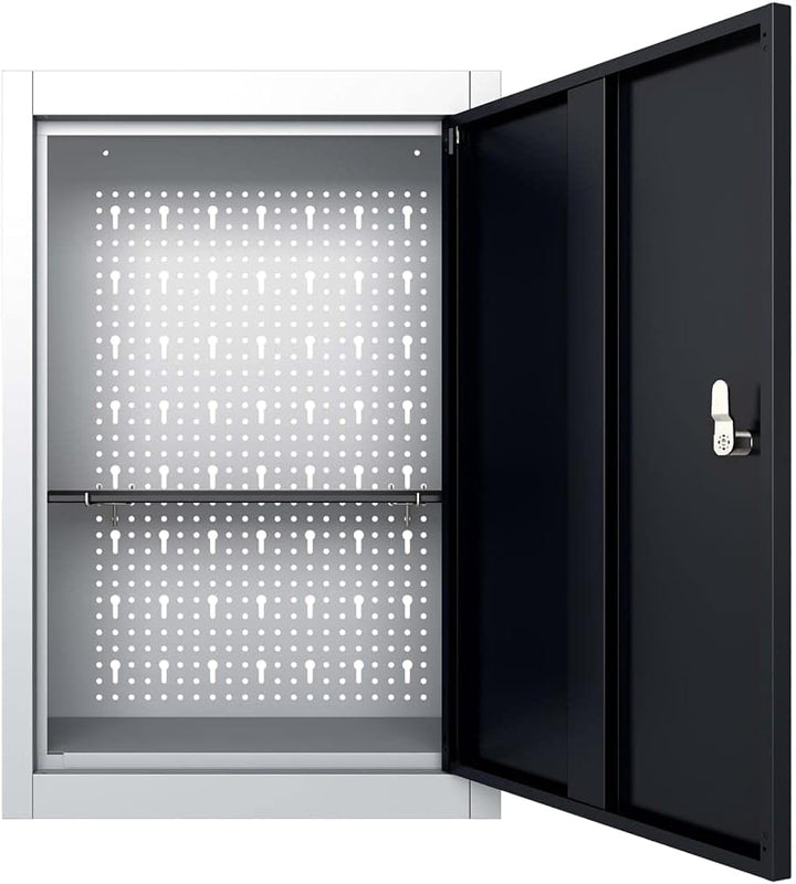 Wand-Werkzeugschrank Industriedesign Metall Grau und Schwarz