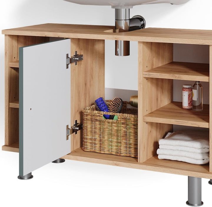Vicco Waschbeckenunterschrank Fynn, Grün/Goldkraft Eiche, 80 x 54 cm, Grün