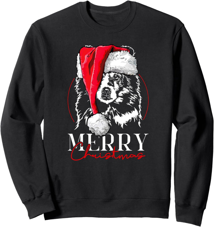 Santa Shetland Sheepdog Sheltie Merry Christmas Weihnachten Sweatshirt