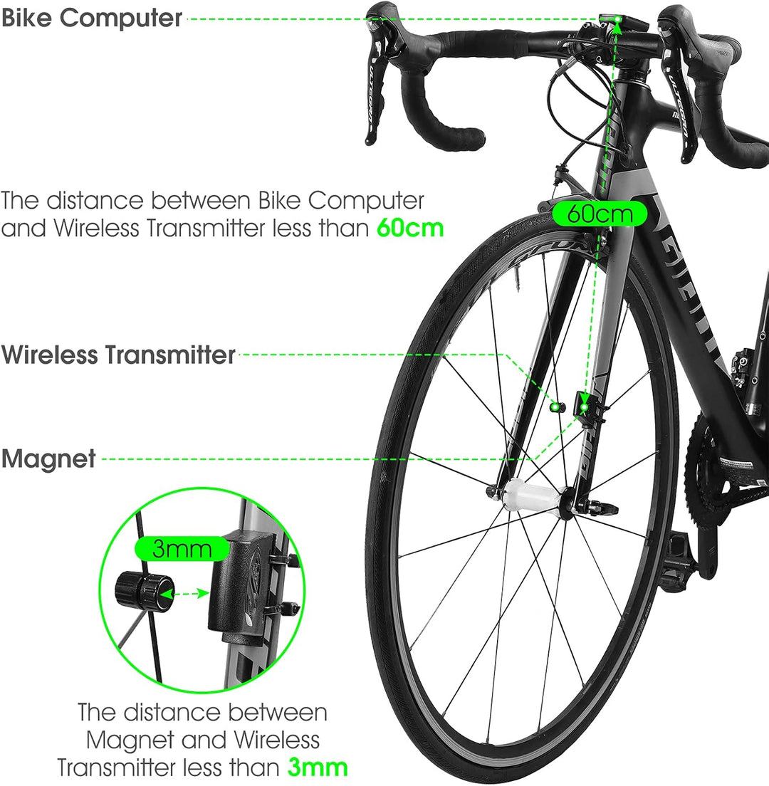Fahrradcomputer USB Aufladbar, Fahrrad Kilometerzähler Tachometer Kabellos IPX7 Wasserdicht, Fahrrad