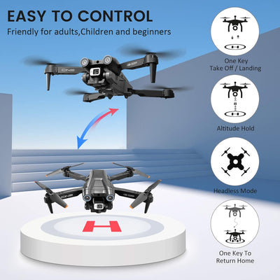 Mingfuxin Faltbare Drohne mit Kamera für Anfänger, RC Quadcopter Drohne mit App WIFI FPV Live-Video,