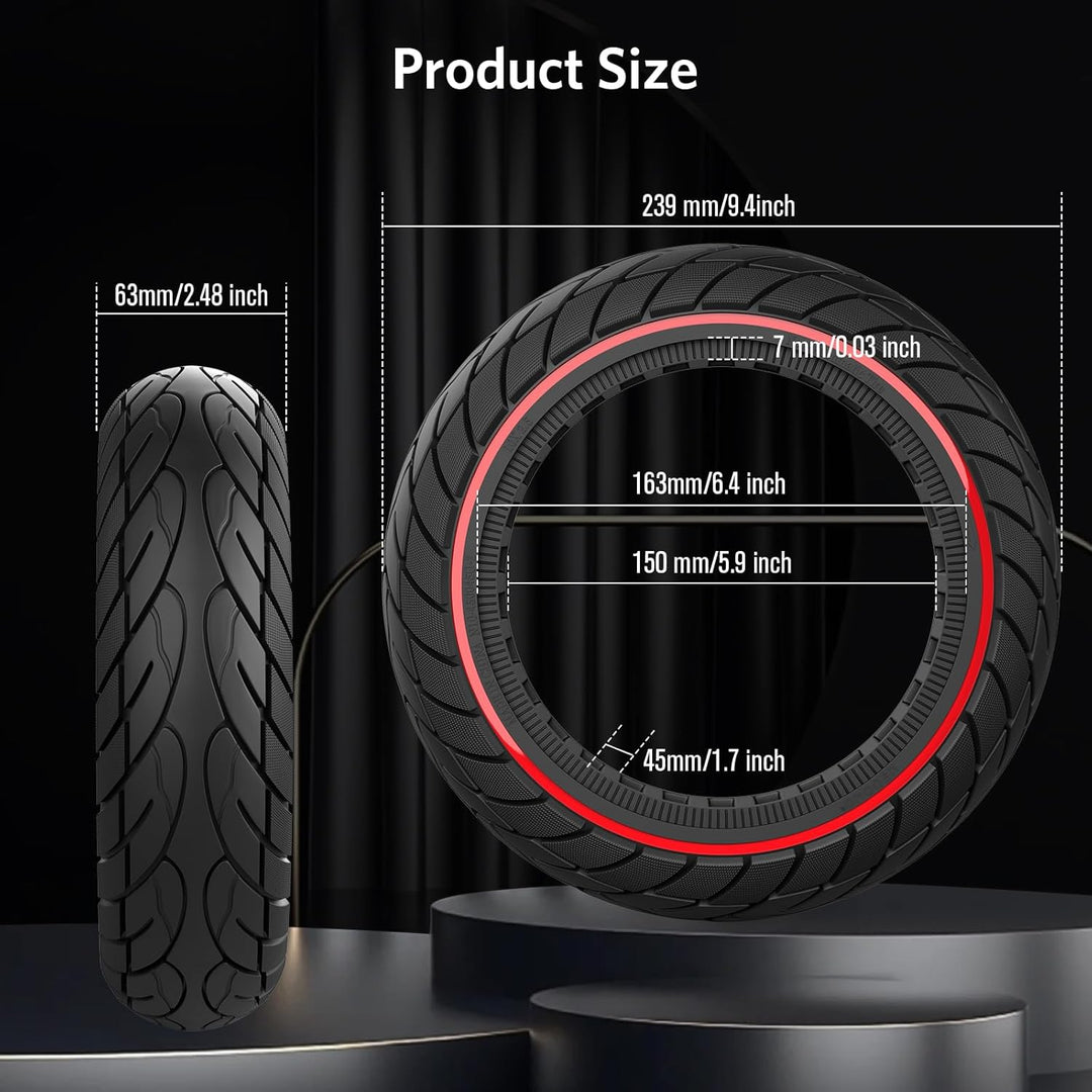 OUXI 10×2.5 Zoll Ersatz-Vollgummireifen 60/70-6.5 für Ninebot G30 Max /G30D mit Montagewerkzeug für