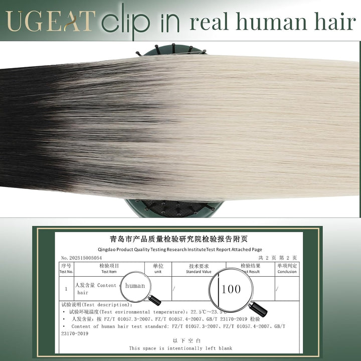 Ugeat Clip Extensions Echthaar Blond Balayage 50cm 120Gramm Echthaar Clip Extensions 
