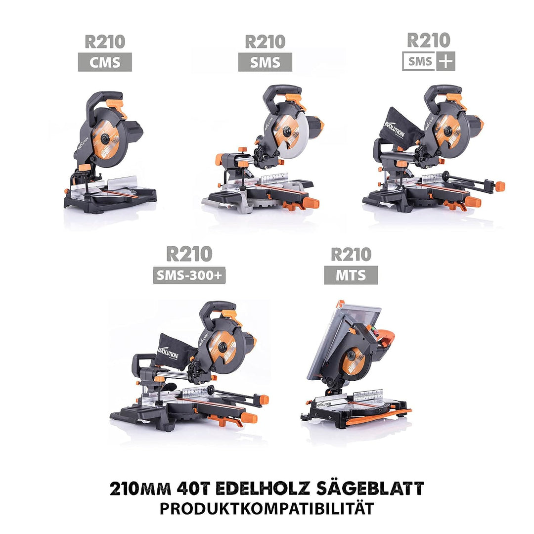 Evolution FW210TCT-40 - 210 mm feines Holzsägeblatt - Hartmetallbestücktes Sägeblatt mit 40 Zähnen l