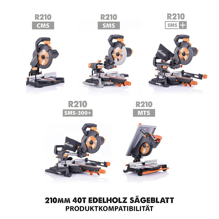 Evolution FW210TCT-40 - 210 mm feines Holzsägeblatt - Hartmetallbestücktes Sägeblatt mit 40 Zähnen l