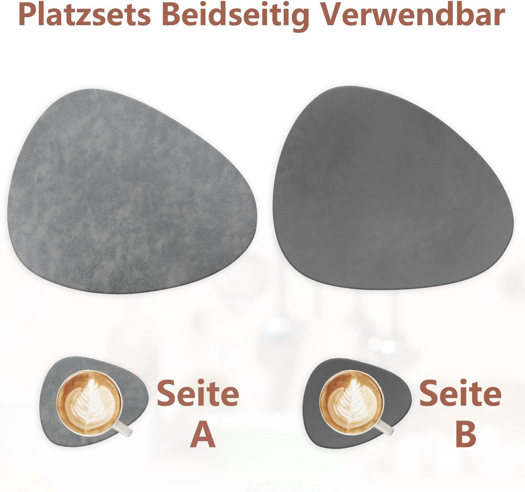 HELI MIAO 4er Set Tischset aus Leder-Imitat，Platzsets abwaschbar und wasserdicht，Platzdeckchen Leder