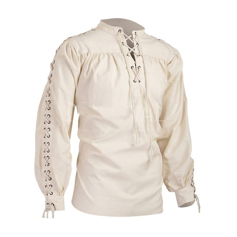 BaronHong Herren Piratenhemd Wikinger Steampunk Retro Renaissance Mittelalter Gothic Viktorianisch H