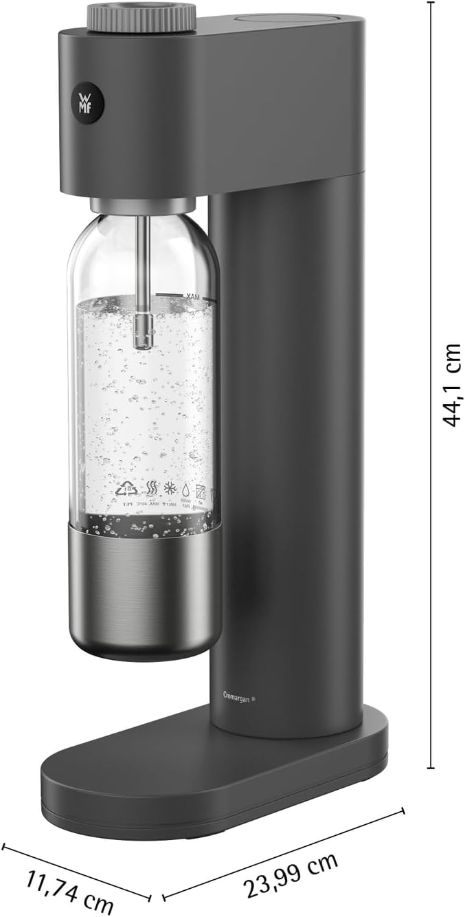 WMF Element One Wassersprudler – vollautomatische Edelstahl Sprudelmaschine mit 3 Graden, platzspare