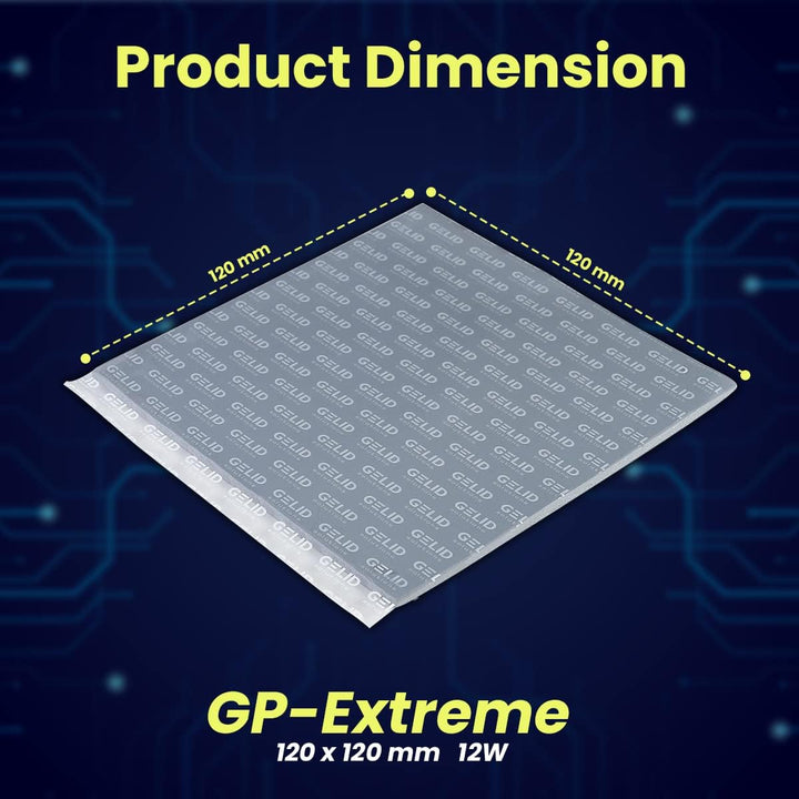 Gelid Solutions GP-Extreme 12W-Thermopad 120x120x1.0mm. Ausgezeichnete Wärmeleitung, Idealer Lückenf