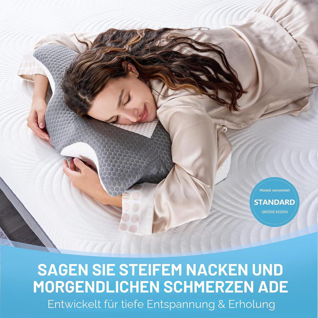 Elviros Orthopädisches Kissen aus Memory Foam, Seitenschläferkissen Nackenstützkissen, Kopfkissen Na