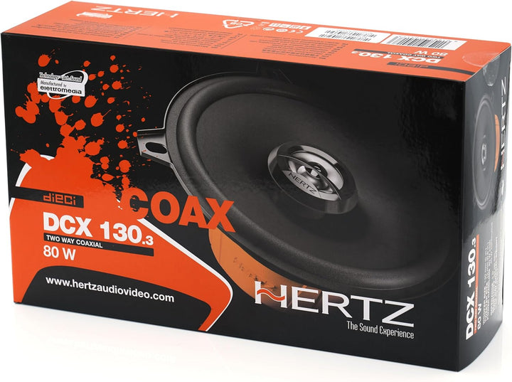 Hertz DCX 130.3 – Koaxiallautsprecher 13cm 2-Wege, 80W max, 4Ohm, 93dB, Papierkonus, PEI-Hochtöner,