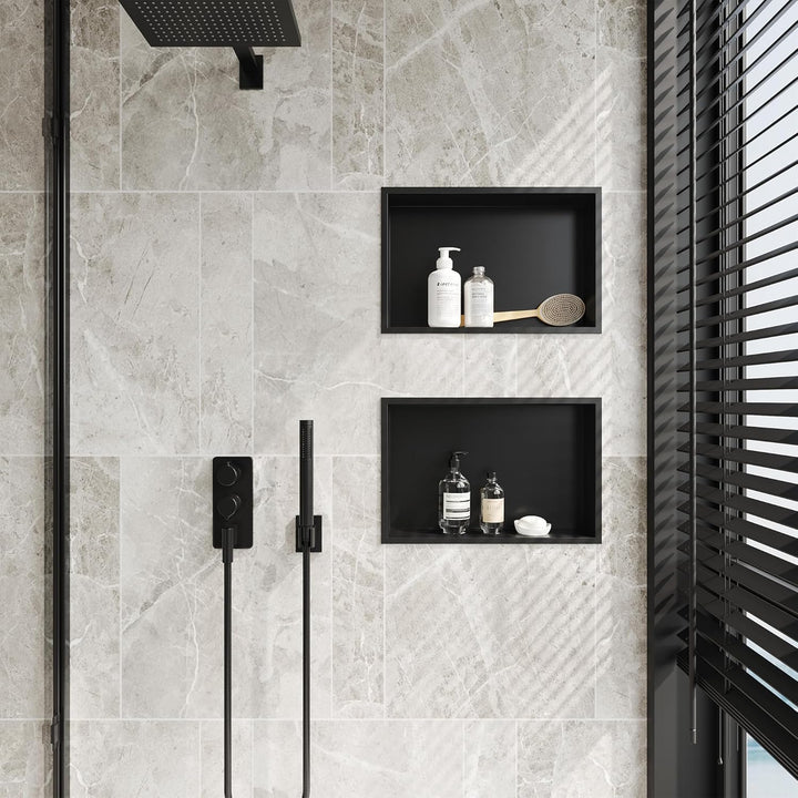 Neodrain Wandnische Edelstahl Duschnische Einzelregal Lagerung für Badezimmer 45 x 30 cm, Schwarz Sc