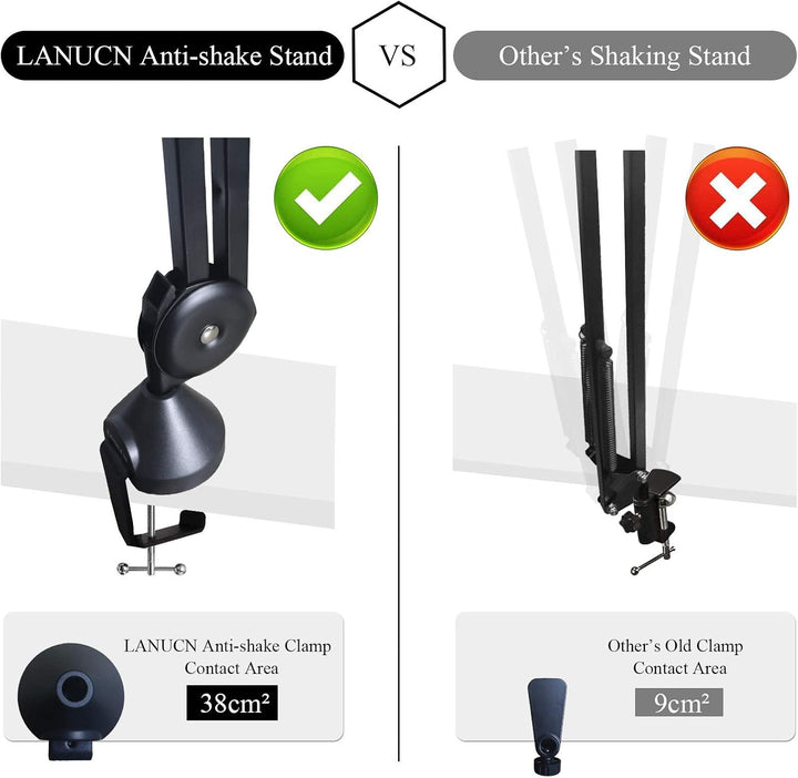 LANUCN Mikrofon Arm Mikrofonständer der 2. Generation Verbesserter Mikrofonarm mit Anti-Shaking-Tisc