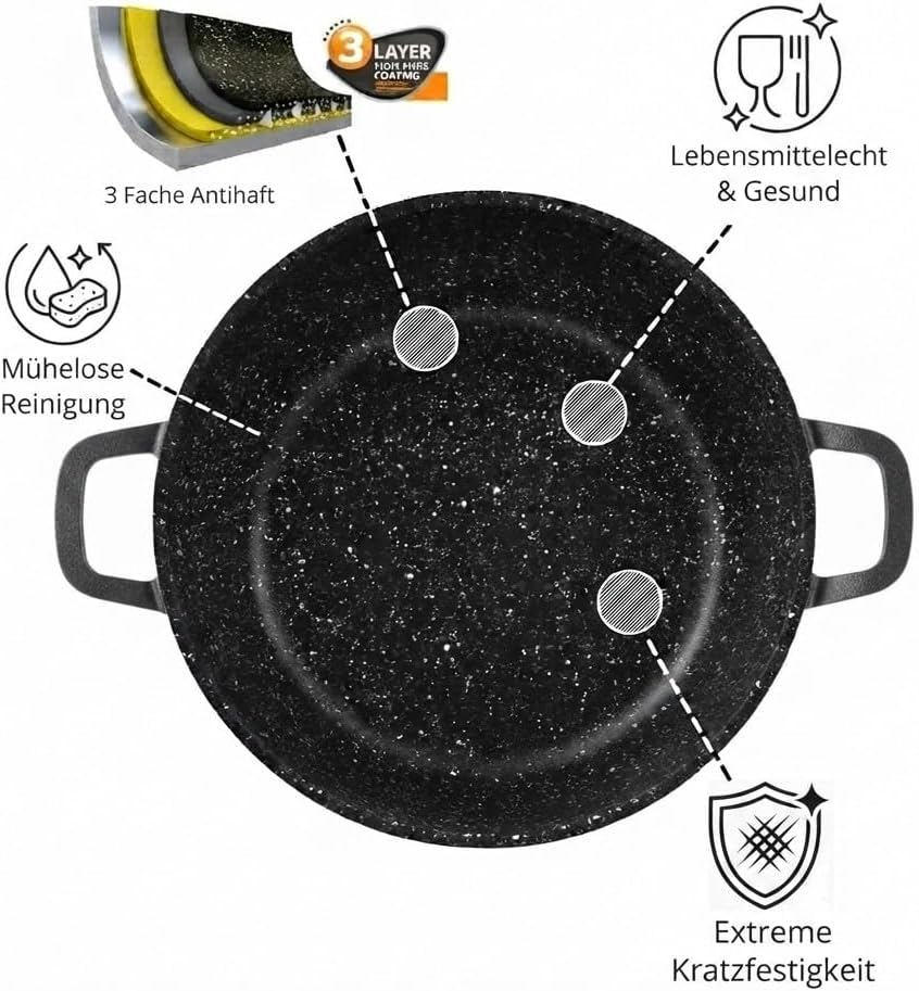 Kochtopf 10 L Suppentopf 28 cm Aluminiumguss Fleischtopf Antihaft Milchtopf Pastatopf Gemüsetopf Sch
