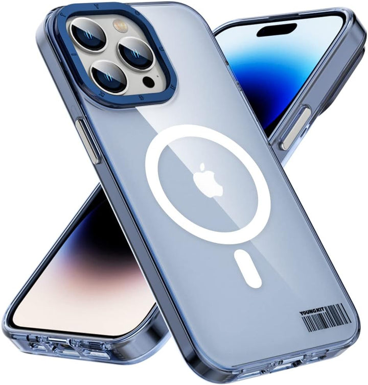YOUNGKIT für iPhone 14 Pro Hülle, Stossfeste Kratzfeste Schutzhülle Slim Klar Case Chargement magnét