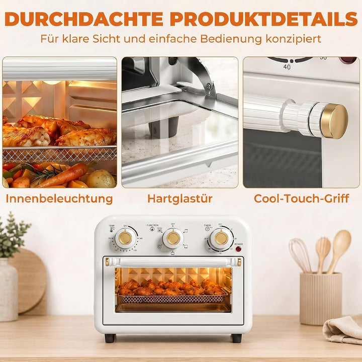 HOMCOM Heissluftfritteuse 12 Liter Mini Backofen mit Umluft 5 Programme