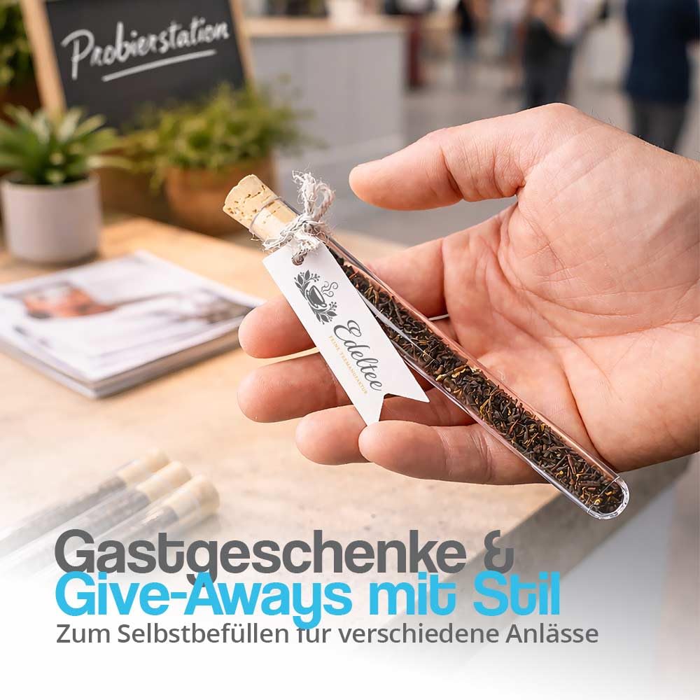 Tuuters 100x Kunststoff Reagenzgläser mit Korken (Naturkorken), Reagenzröhrchen (150 x Ø