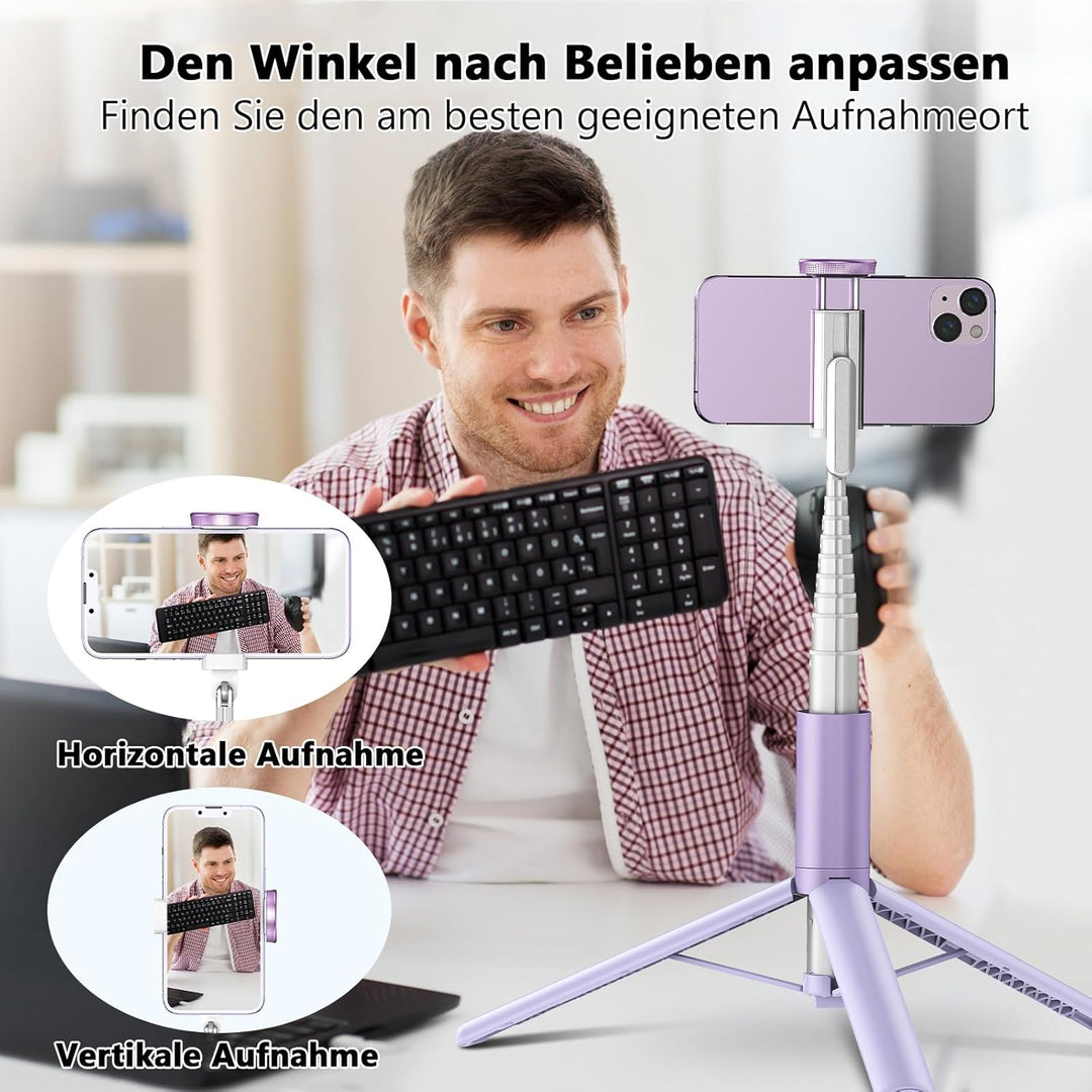 TONEOF 152CM Selfie Stick Stativ, Ausziehbar All-in-1 Handy Stativ aus Aluminium mit Kabelloser Fern