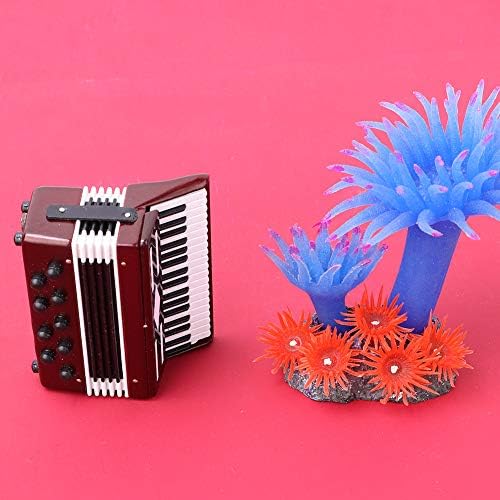 FTVOGUE Rotes Akkordeon Modell Miniatur Holz Instrumental Modell mit zarten Box Musikalisches Kinder